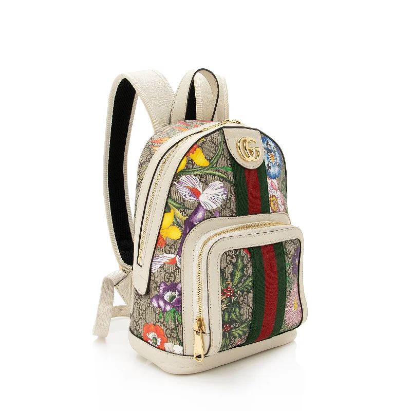 Women Gucci crossbody bags with a woven leather strapGucci GG Supreme Flora Ophidia Small Backpack (22698)