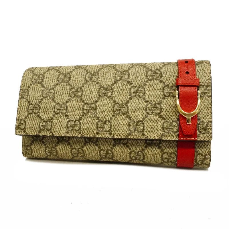 Women Gucci tote bags in GG Supreme canvas for a branded feelGucci Bifold Long Wallet GG Supreme 309760 Beige/Red Gold metal