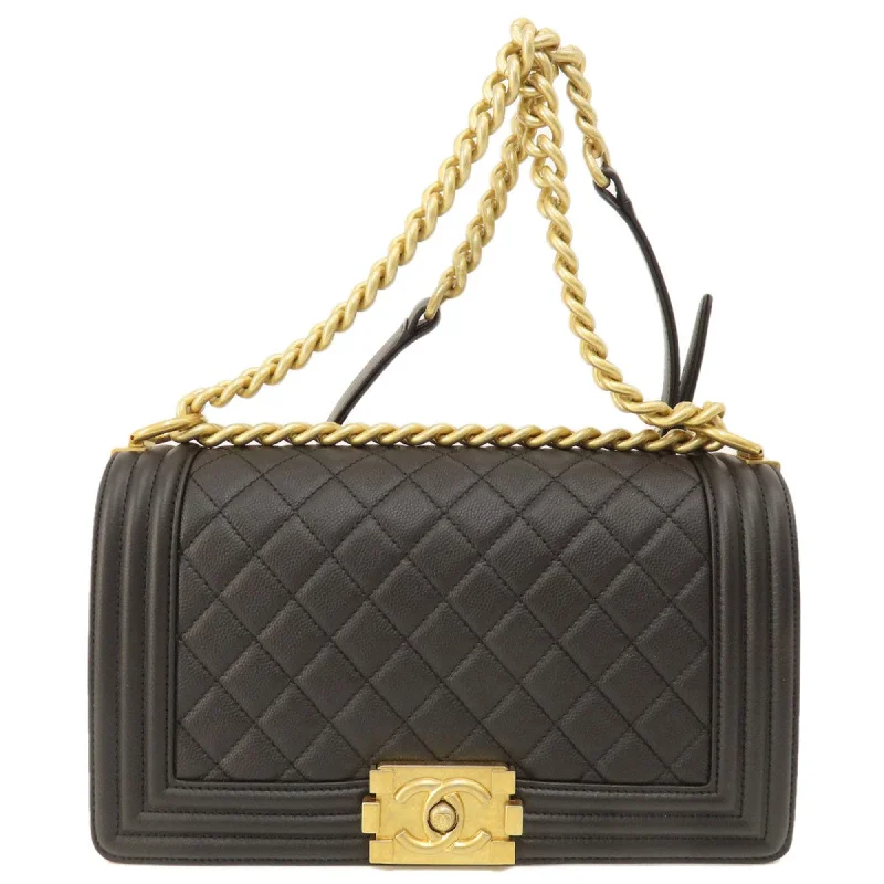 Chanel bags available at online luxury retaileChanel Boy Chain Shoulder Bag Caviar Skin Women's CHANEL