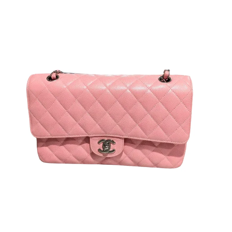 Chanel bags with classic and elegant designsClassic Double Flap Medium Pink Caviar with Silver Hardware