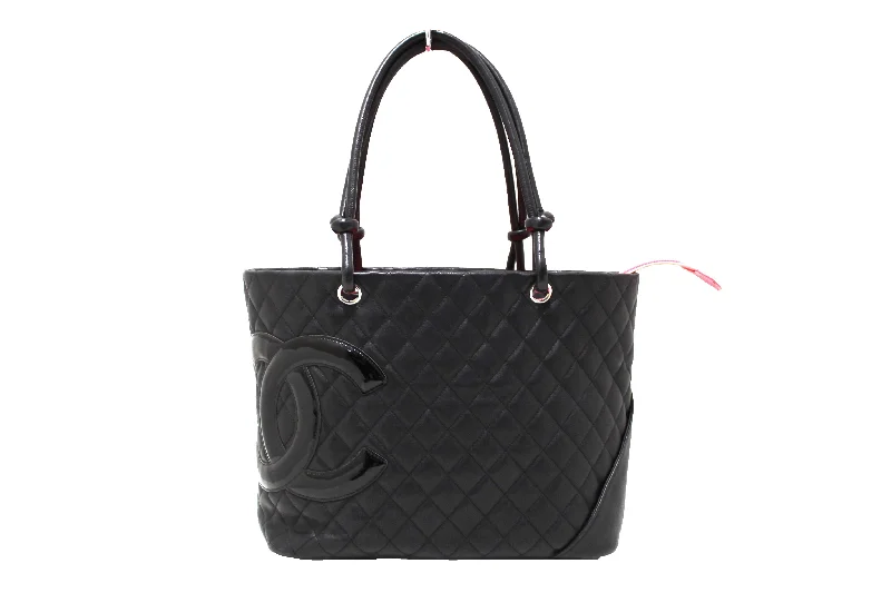 Chanel bags with iconic stitching detailsChanel Black Quilted Calfskin Leather Large Cambon Tote Shoulder Bag