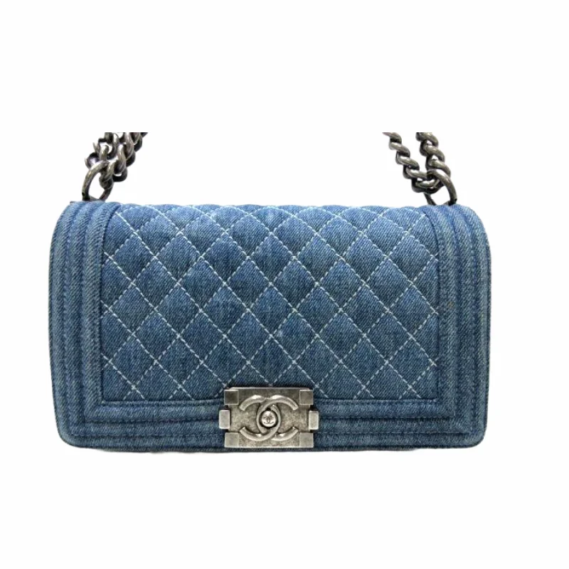 Chanel Classic Flap Bag for Evening PartyBoy Denim Shoulder Bag Blue