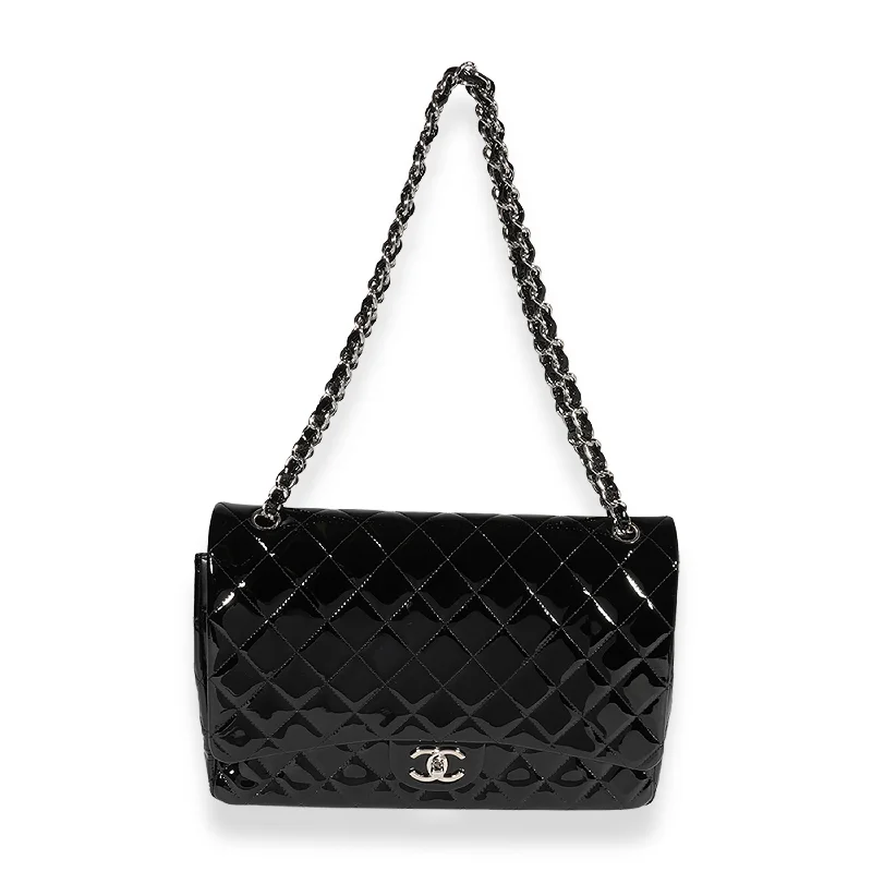 Chanel bags with the perfect balance of luxury and functionalityCHANEL Black Quilted Patent Leather Maxi Classic Double Flap Bag