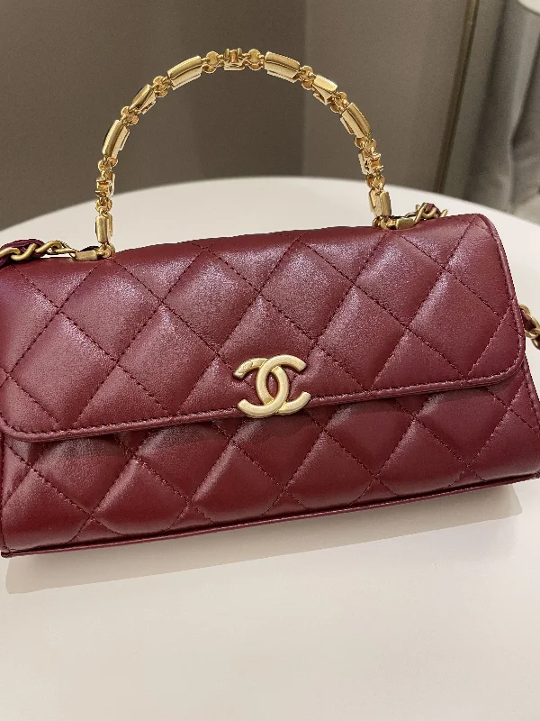 Chanel classicChanel 22B Quilted Top Handle Flap Chain Burgundy Lambskin