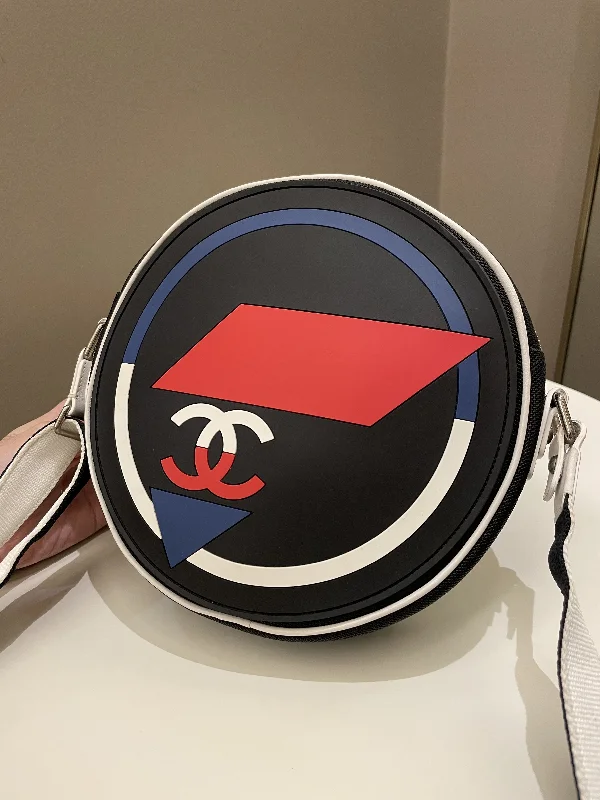 Chanel Chain Strap Handbag for Everyday UseChanel Airlines Round Crossbody Bag Black, Blue, Red, White Canvas and Rubber