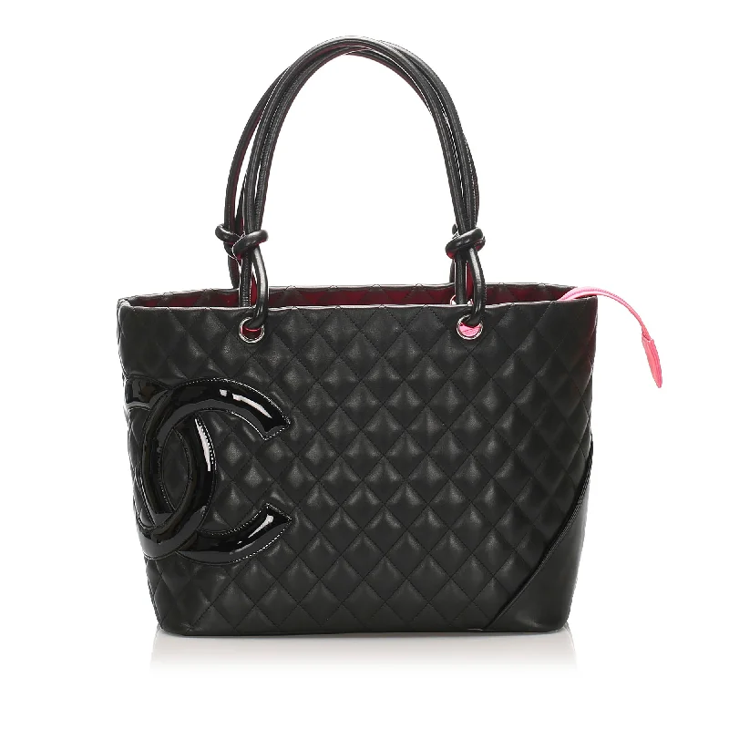 Chanel bags for women with a taste for high fashionCambon Ligne Lambskin Leather Tote Bag Black GHW