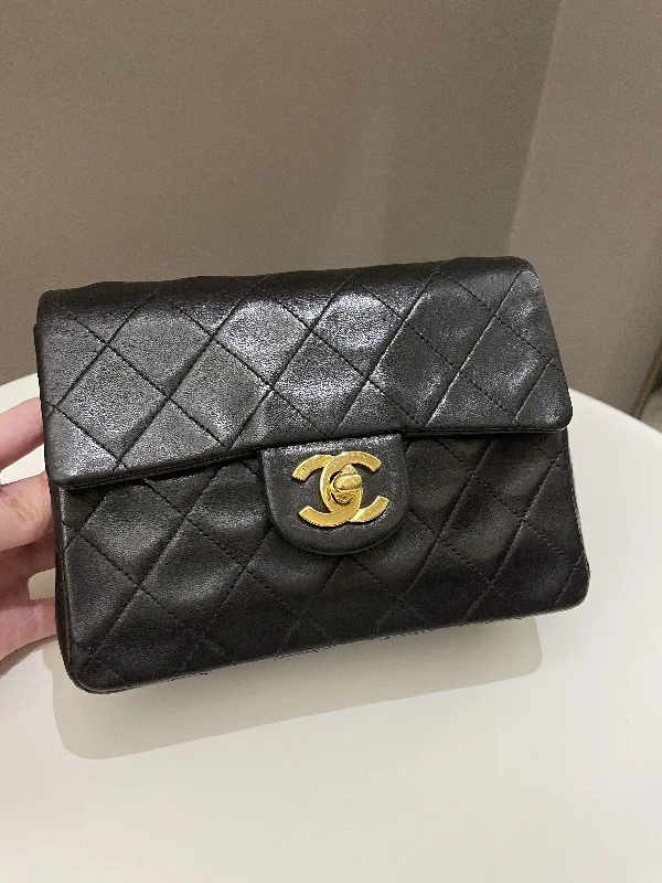 Chanel bags with adjustable chain strapsChanel Vintage Classic Quilted Mini Square Black Lambskin