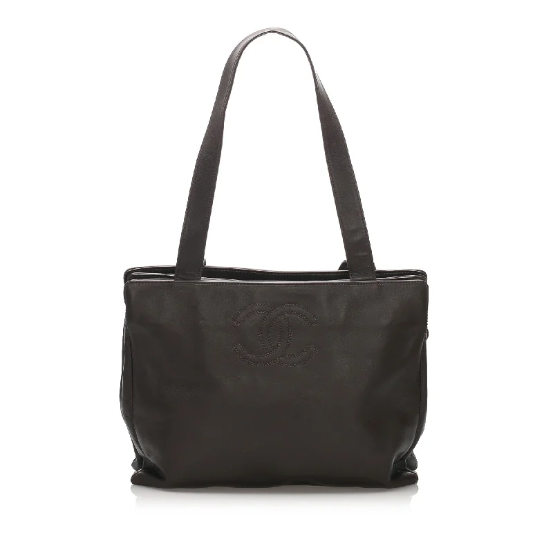 Chanel Handbag with Adjustable Strap for ComfortChanel CC Lambskin Leather Tote Bag Black