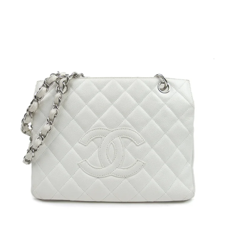 Chanel Quilted Leather Shoulder Bag for FashionistasChanel Caviar Petite Timeless Shopping Tote White