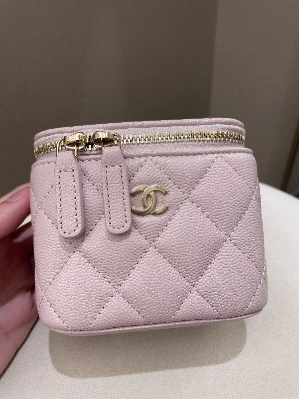 Chanel leather bags for everydChanel 21S Quilted Mini Vanity Cube Rose Clair Lilac Caviar