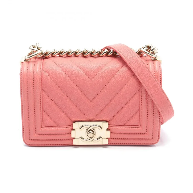 Chanel bags with leather and tweed combinationsCHANEL Boy Chanel V-stitch shoulder bag, caviar skin, women's, pink