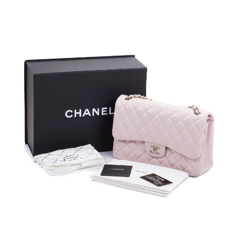 Chanel bags sale 2025Double Flap Lambskin Jumbo in Pastel Pink with Pale GHW