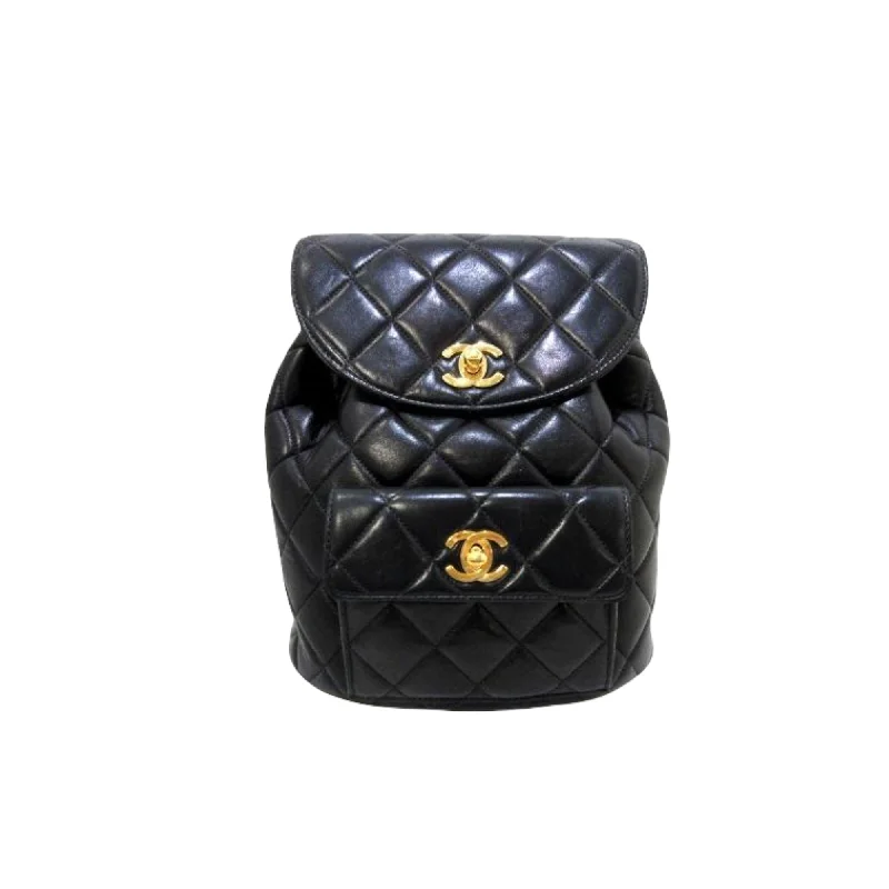 Chanel bags with gold, silver, and pearl accentsVintage Lambskin Backpack Black GHW