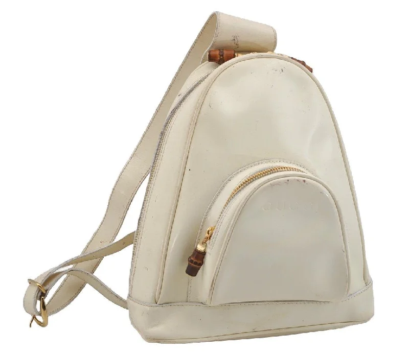 Ladies Gucci shoulder bags with a tassel decorationAuthentic GUCCI Bamboo Shoulder Cross Body Bag Purse Enamel White Junk 5654J