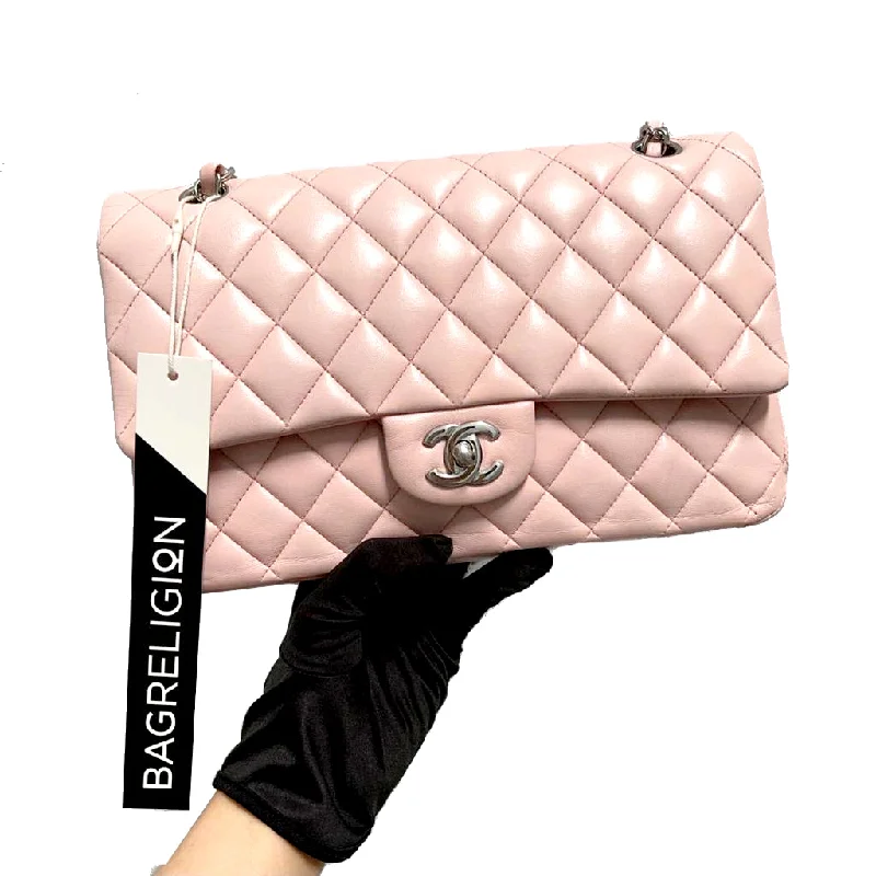 Chanel Quilted Leather Shoulder Bag for FashionistasClassic Double Flap M/L Lambskin Baby Pink SHW