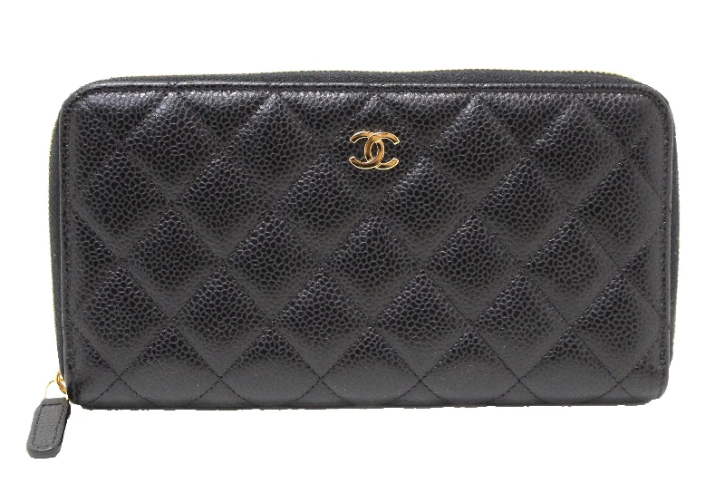 Chanel bags for those who value investment piecesChanel Black Quilted Caviar Leather Classic Long Zipped Wallet