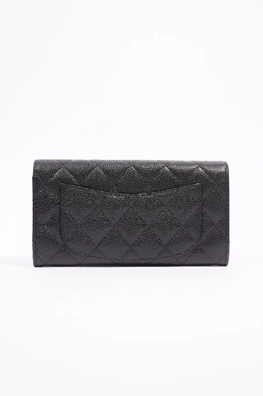 Chanel bags with intricate metal hardwareChanel Womens Flap Wallet Black Caviar