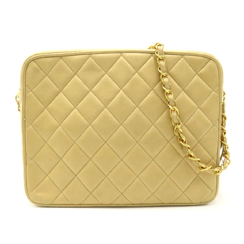 Chanel Quilted Leather Shoulder Bag for FashionistasCHANEL Chain Shoulder Bag  Fringes  Beige Ladies Shoulder Bag