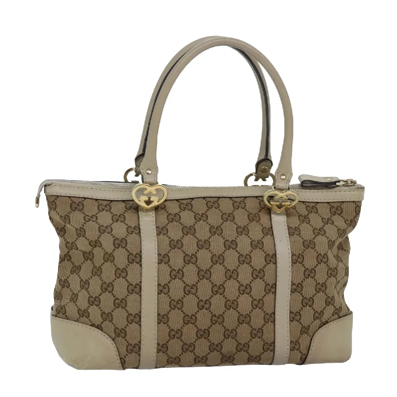 Women Gucci bags with a detachable mobile phone holderGUCCI GG Canvas Tote Bag Beige 257069 78293