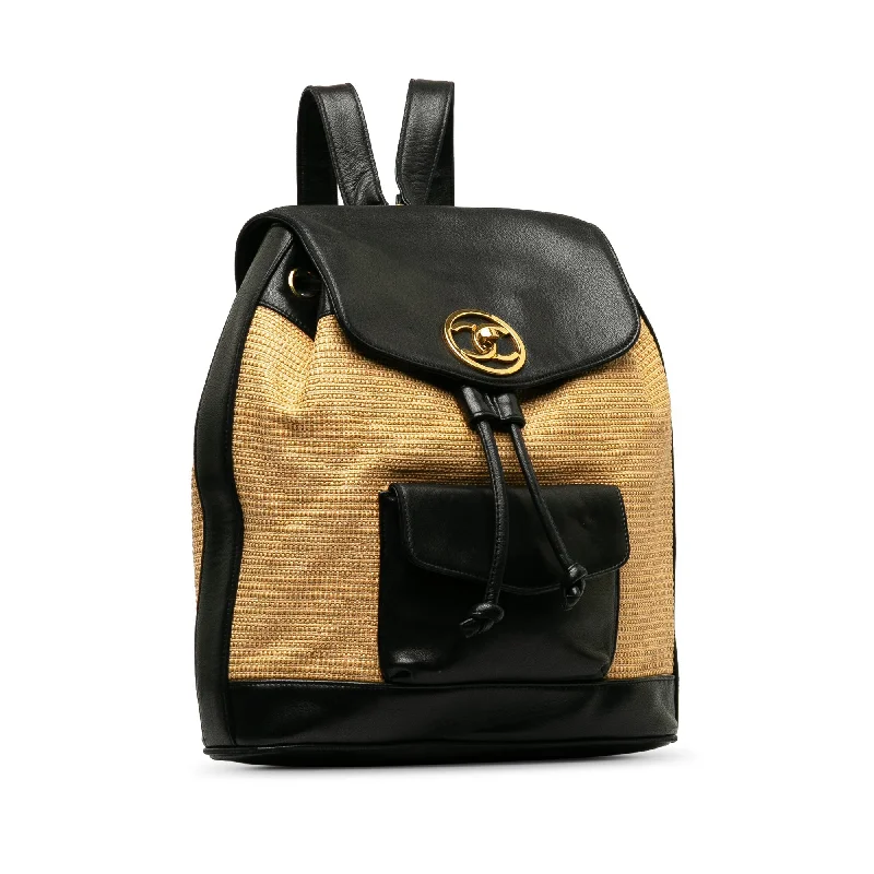 Chanel All - Match Handbag for Versatile StylingCHANEL CC Raffia and Leather Duma Backpack