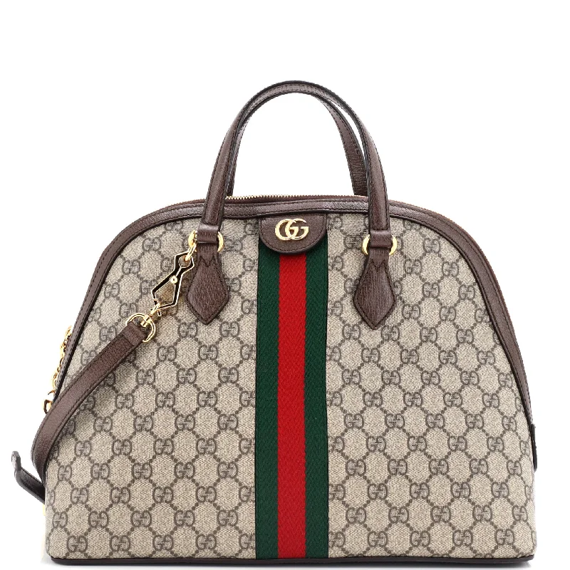 Gucci Marmont bags for women with a contrast - colored interiorOphidia Dome Top Handle Bag GG Coated Canvas Medium