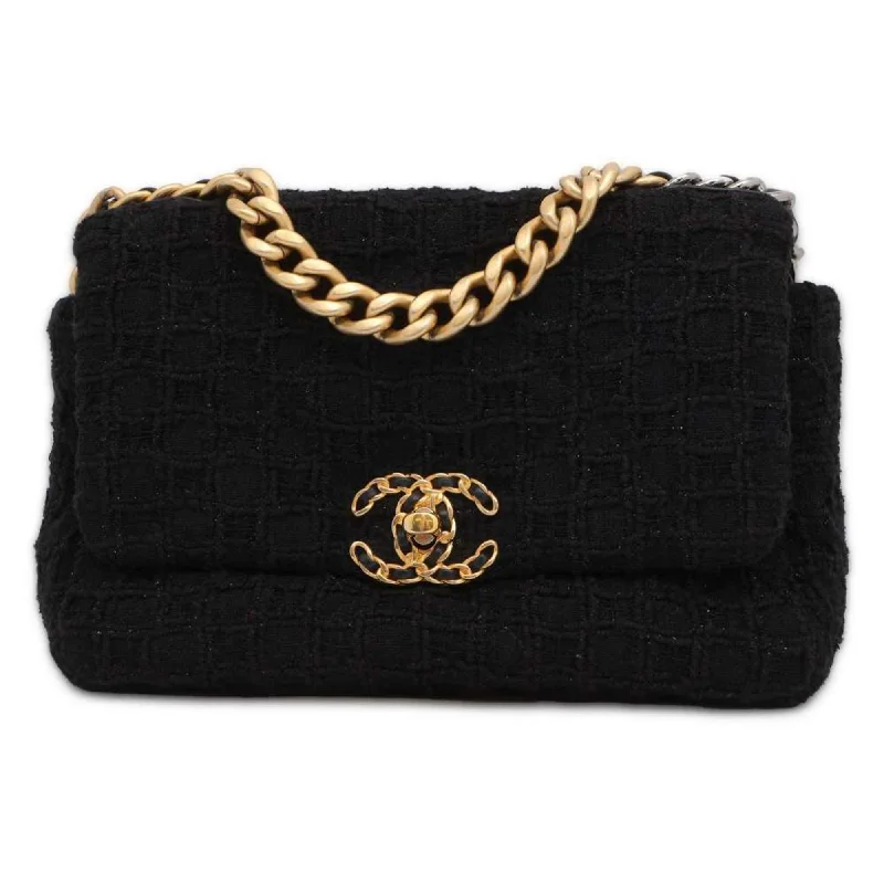 Chanel bags with the perfect balance of luxury and functionalityChanel Chain Shoulder Bag 19 Flap Coco Mark Tweed AS1160 CHANEL Black