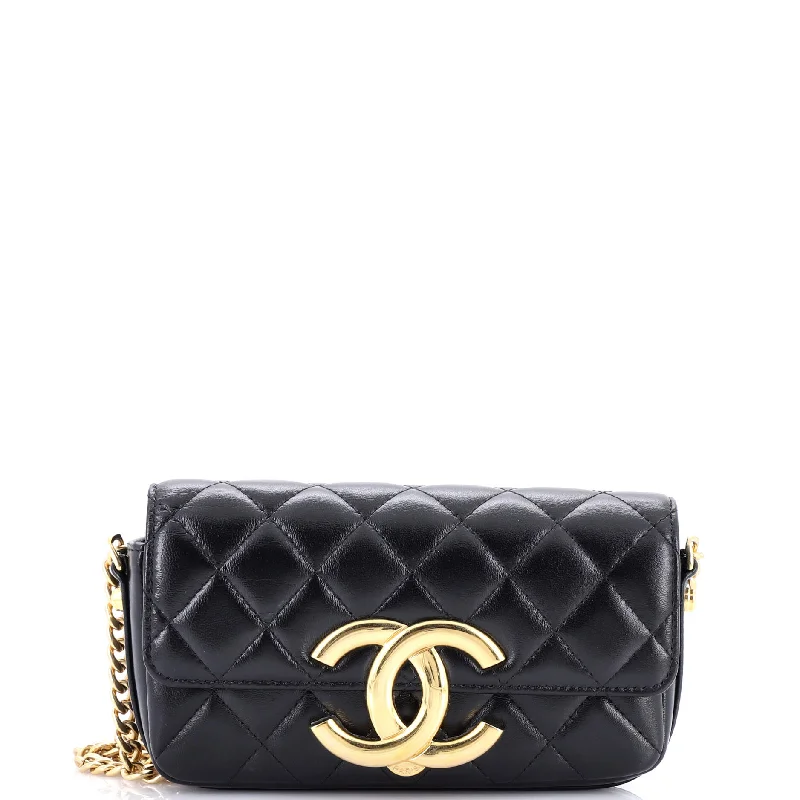 Giant CC Flap Baguette Bag Quilted Lambskin