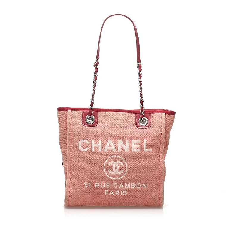 Chanel bags as wedding day accessoriesChanel Deauville Canvas Tote Bag Pink