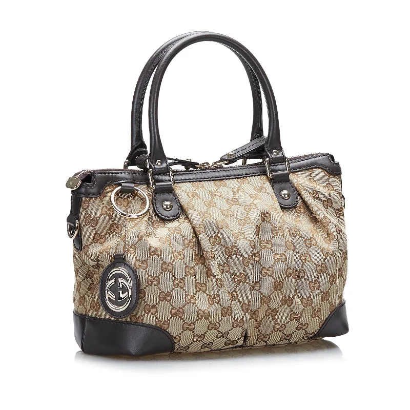 Ladies Gucci shoulder bags with a single - handle designGucci GG Canvas Sukey Satchel (OSM9gR)