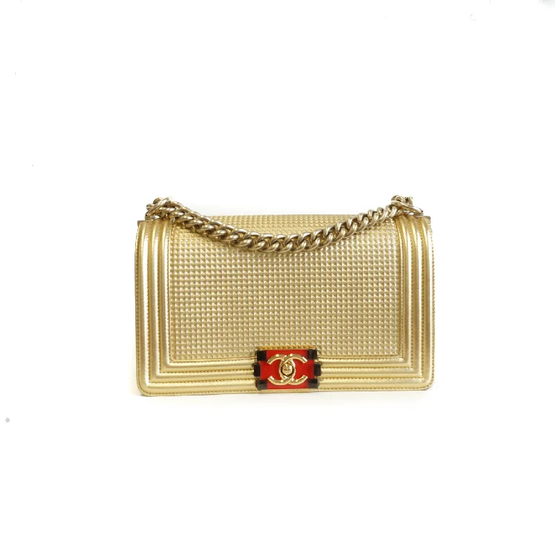 Chanel bags for women with minimalist styleNew Medium Boy bag in Gold