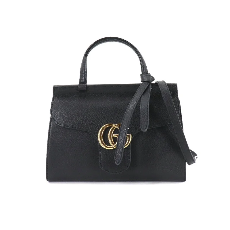 Women Gucci crossbody bags with a woven leather strapGucci GG Marmont 2way hand shoulder bag leather black 442622 Bag