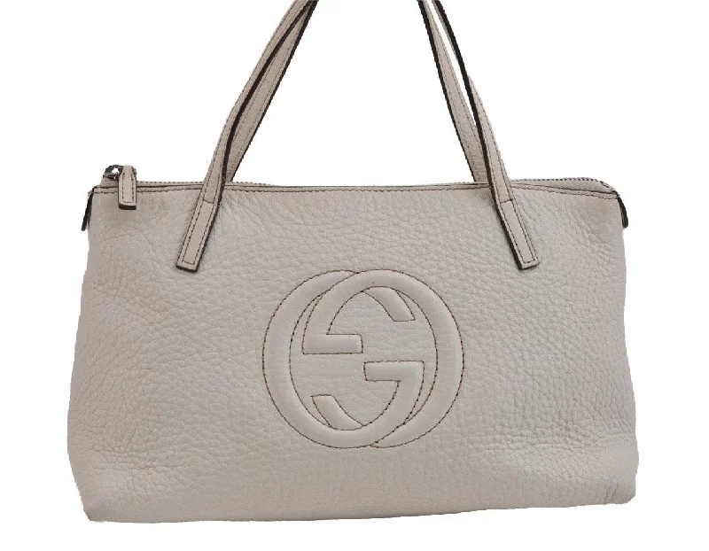 Small - sized Women Gucci shoulder bags for evening outingsAuthentic GUCCI Children's SOHO Leather Tote Hand Bag Purse 340618 White 5606J