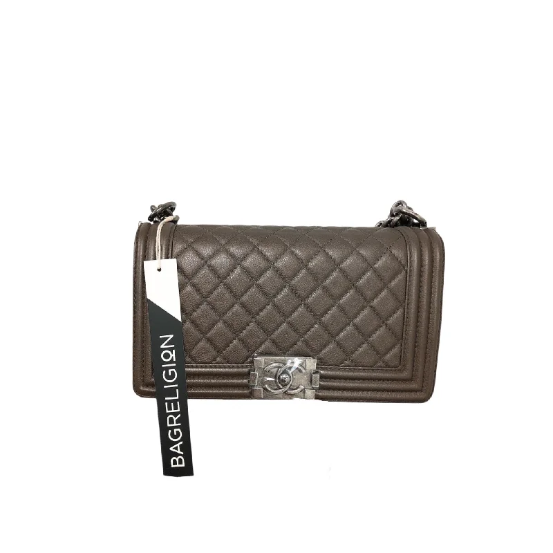 Chanel bags with modern touchesQuilted Caviar Old Medium Boy Bag Brown