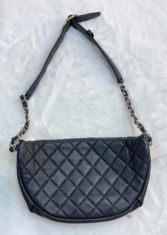 Chanel Small Crossbody Bag for TravelChanel Black Quilted Caviar Leather Business Affinity Waist Belt Bag