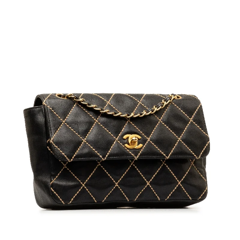 Chanel bags that pair perfectly with any outfitCHANEL CC Wild Stitch Lambskin Flap Shoulder Bag