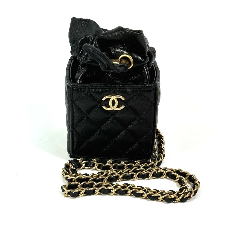 Chanel Colorful Handbag for Spring OutfitsChanel CCCC Mark Chain Mini Drawstring Crossbody Pochette Shoulder Bag Black Gold